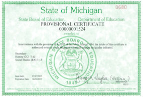 MI Provisional Teaching Certificate