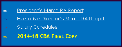 Text Box: Presidents March RA ReportExecutive Directors March RA ReoprtSalary Schedules2014-18 CBA Final Copy